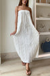 Strapless Tube Crinkled Maxi Vacation Dress