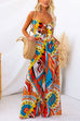 Spaghetti Strap Tie Knot Front Wide Leg Printed Jumpsuit