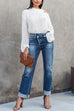 Febedress High Waist Straight Leg Ripped Denim Pants