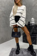 Febedress Lantern Sleeves Color Block Chunky Knit Sweater