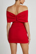 Febedress Bow Off Shoulder Bodycon Mini Party Dress