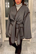 Febedress Open Front Pocketed Splice Coat with Belt