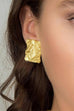 Febedress Textured Gold Rectangle Stud Earrings