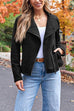 Febedress Zip Up Pocketed Faux Suede Moto Jacket(in 7 Colors)