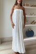 Strapless Tube Crinkled Maxi Vacation Dress