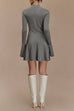 Febedress Mockneck Bell Sleeves Ruffle Mini Sweater Dress