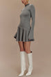 Febedress Mockneck Bell Sleeves Ruffle Mini Sweater Dress