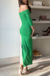 Febedress Off Shoulder Long Sleeves Back Slit Bodycon Maxi Dress