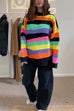 Drop Shoulder Colorful Striped Sweater