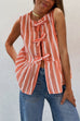 Febedress Crewneck Sleeveless Striped Ruffle Bow Top