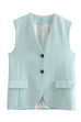 Febedress V Neck Single Breasted Blazer Vest