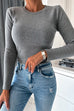 Febedress Crewneck Solid Ribbed Knit Fitted Top(5 Colors Available!)