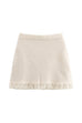 Febedress Elastic Waist Frayed Hem Knit Mini Skirt