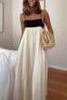 Febedress Backless Color Block Splice Swing Maxi Cami Dress