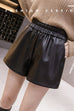 Febedress Elastic Waist Pocketed Faux Leather Shorts