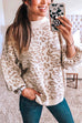 Febedress Crewneck Drop Shoulder Leopard Slouchy Sweater