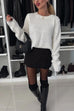 Febedress Crewneck Bow Back Cut Out Cozy Sweater