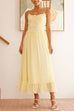 Febedress Spaghetti Strap Frill Trim Tie Bow Maxi Dress