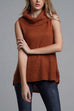 Febedress Cowl Neck Side Slit Sleeveless Sweater Vest