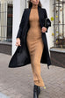 Febedress Mockneck Long Sleeves Bodycon Knit Maxi Dress