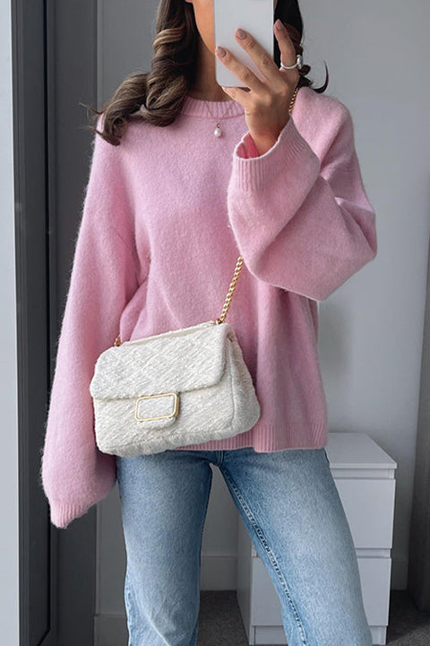 Febedress Crewneck Drop Shoulder Comfy Pullover Sweater