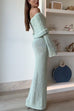 Febedress Off Shoulder Long Sleeves Bodycon Knit Maxi Dress