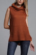 Febedress Cowl Neck Side Slit Sleeveless Sweater Vest