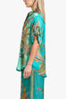 Febedress Roll Up Short Sleeves Shirt and Wide Leg Pants Printed Satin Set