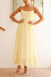 Febedress Spaghetti Strap Frill Trim Tie Bow Maxi Dress