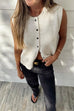 Febedress Crewneck Sleeveless Button Down Knitting Top