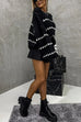 Febedress Lantern Sleeves Color Block Chunky Knit Sweater