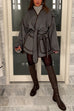 Febedress Open Front Pocketed Splice Coat with Belt