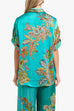 Febedress Roll Up Short Sleeves Shirt and Wide Leg Pants Printed Satin Set