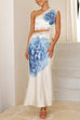 Febedress One Shoulder Lace Trim Cut Out Sleeveless Maxi Dress