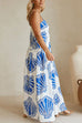 Spaghetti Strap Ruffle Seashell Print Maxi Dress