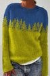 Febedress Crewneck Color Block Pattern Pullover Sweater(in 4 Patterns)