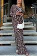 Febedress Boat Neck Bell Sleeves Animal Print Maxi Dress