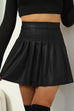 Febedress High Waist Faux Leather Pleated Mini Skirt