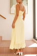 Febedress Spaghetti Strap Frill Trim Tie Bow Maxi Dress