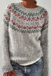 Febedress Crewneck Color Block Pattern Pullover Sweater(in 4 Patterns)