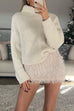 Febedress Turtleneck Drop Shoulder Winter Pullover Sweater