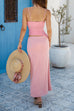 Febedress Spaghetti Strap Cut Out Waist Splice Maxi Dress