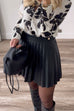 Febedress Buttons Faux Leather Pleated Mini Skirt