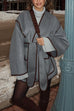 Febedress Open Front Pocketed Splice Coat with Belt