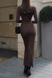 Febedress Mockneck Long Sleeves Bodycon Knit Maxi Dress