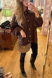 Febedress Button Up Balloon Sleeves Sweater Cardigan