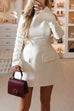 Febedress Mockneck Long Sleeves Waisted Mini Dress