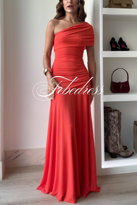 Off Shoulder Ruched Flare Maxi Dress(9 Colors Available!)