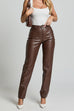 Febedress High Rise Pocketed Casual Faux Leather Pants