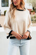 Febedress Crewneck Drop Shoulder Color Block Knit Sweater